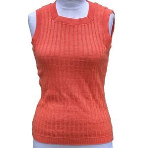 VIntage 60s Sears Canteloupe Ornage Square Neck Sweater Vest 34